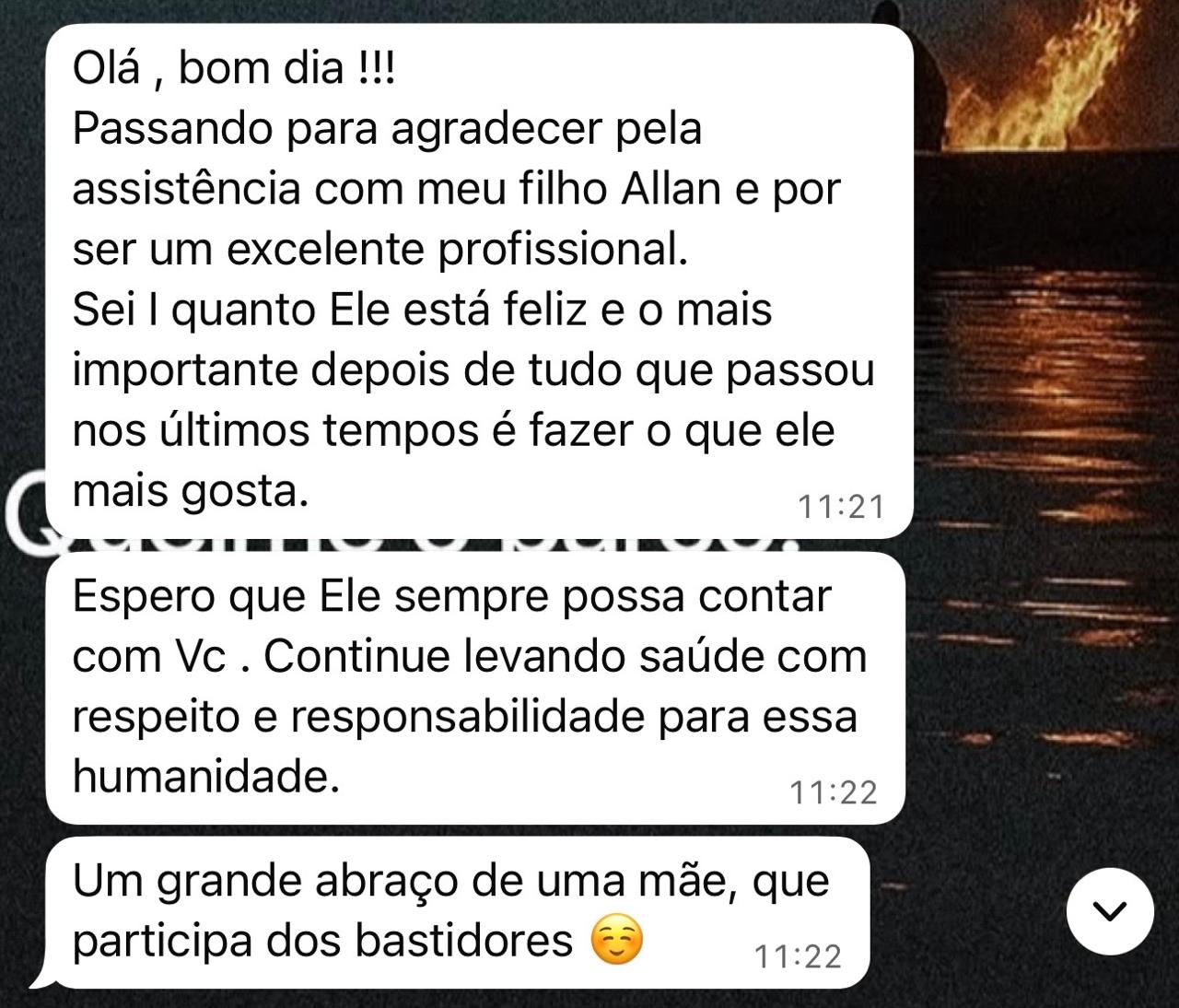 Depoimento de paciente 10 sobre o acompanhamento nutricional